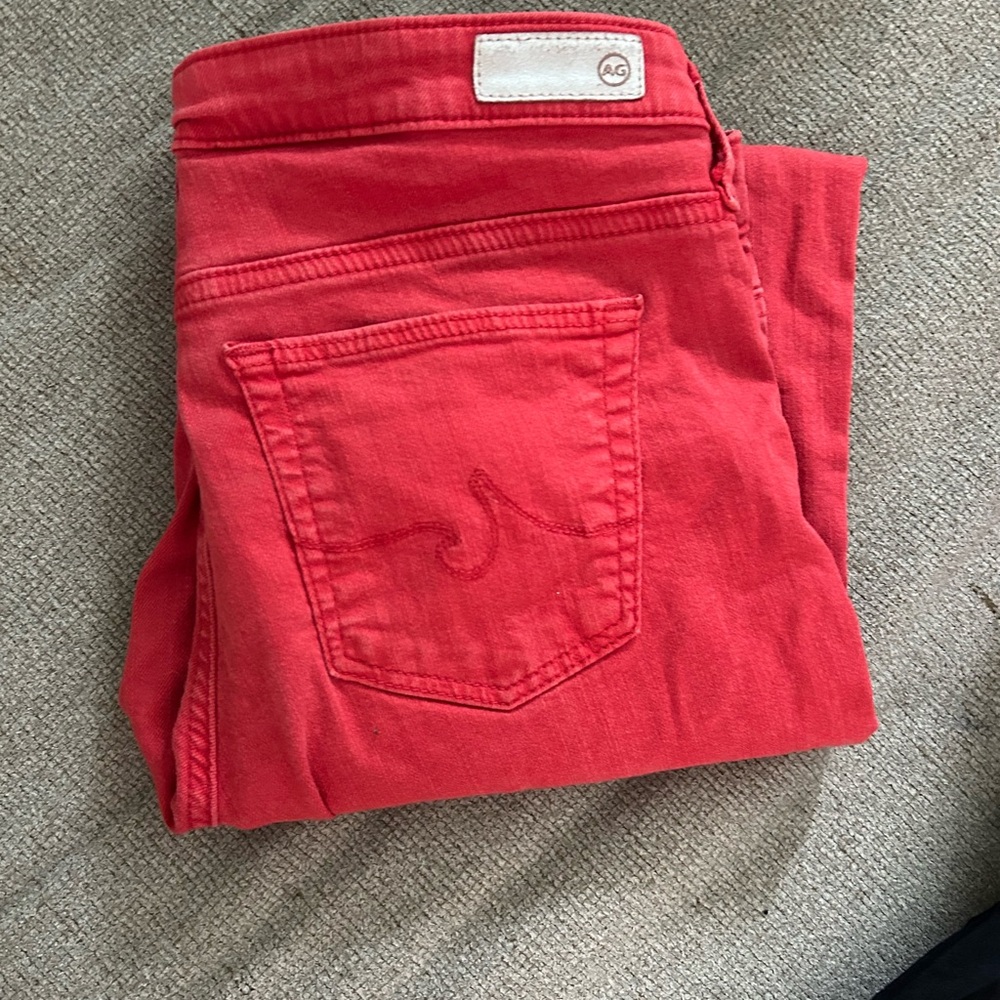 AG Red Straight Ankle Jeans